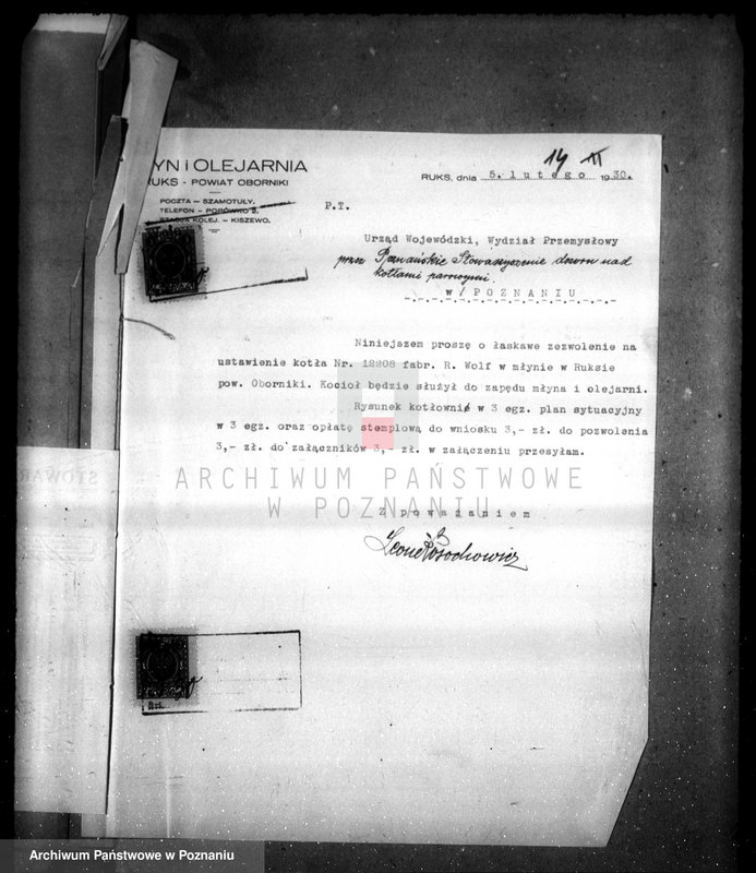 Obraz 18 z jednostki "Młyn i olejarnia we wsi Ruda pow. obornicki, własność. L. Rosochowicz nr woj. 2461"