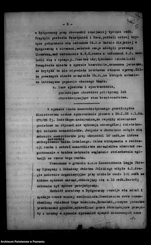 Obraz 9 z jednostki "Sprawozdania sytuacyjne miesięczne za miesiące styczeń, luty 1926 r."