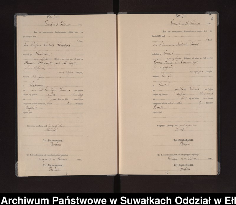 image.from.unit.number "Geburts-Neben-Register des Königlich Preussischen Standes-Amtes Gneist Kreis Loetzen"