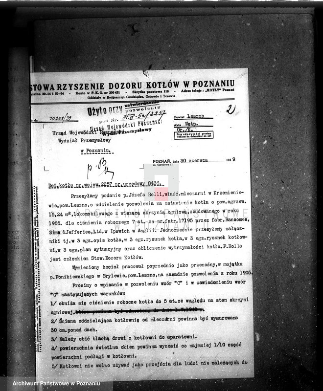 Obraz 6 z jednostki "Mleczarnia w Krzemieniewie pow. leszczyński woj. kotła nr porządkowy kotła 2257"