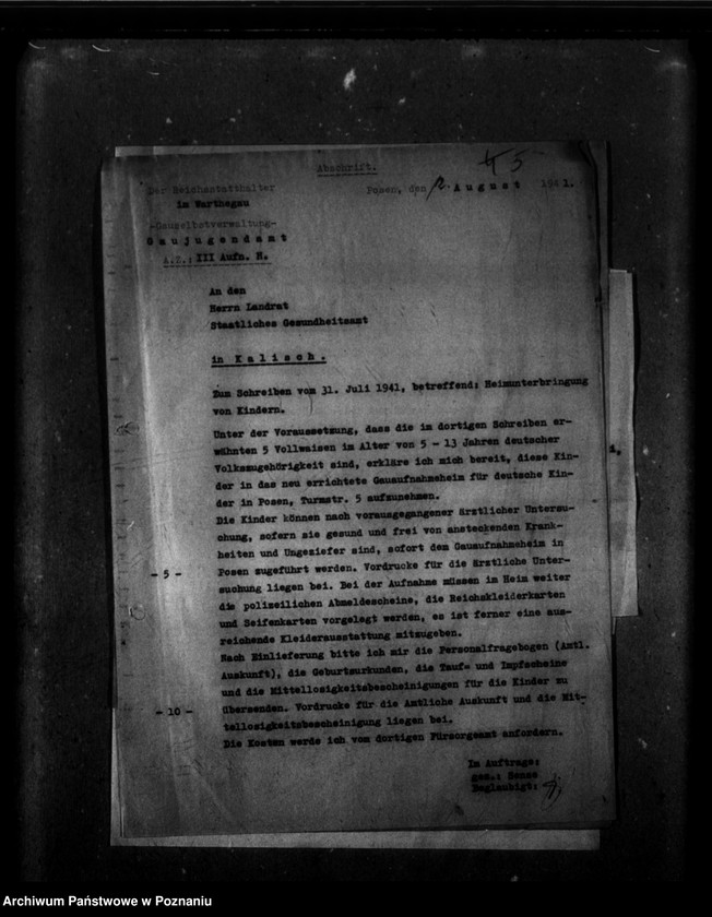 Obraz 9 z jednostki "Schriftwechsel mit Gaujugendamt betreffend ehemalige Heimkinder [Korespondencja w sprawie przyjęcia dzieci oraz ich dalszych losów]."