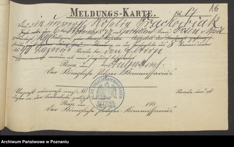 Obraz 18 z jednostki "Die von den Verlobten beigebrachten Urkunden zur Eheschliessung pro 1901. Vol XII"