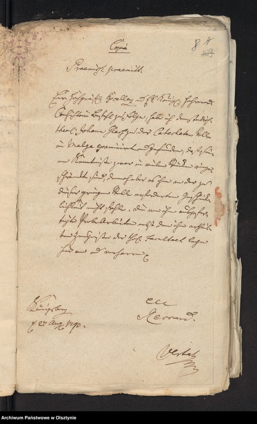 image.from.unit.number "Acta des Etats-Ministeriums zu Königsberg [Królewiec]. Die Catecheten Stelle in Malga [Małga]. Wegen der in Vorschlag gebrachten Einziehung"