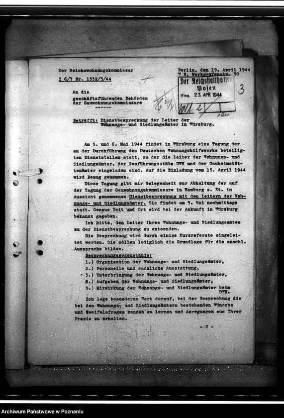 Obraz 7 z jednostki "Dienstbesprechung der Leiter der Wohnungsund Siedlungsämter in Würzburg. DWH - Arbeitstagung"