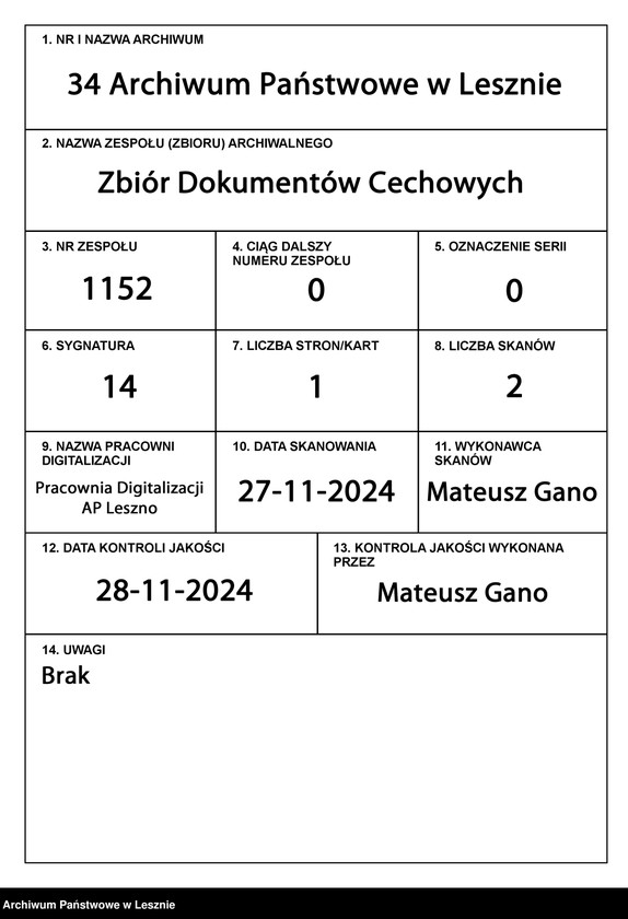 image.from.unit.number "Świadectwo prawego urodzenia Georga Schmidta ur. 28 IV 1761 i i ochrzczonego 30 IV w kościele parafialnym, syna Christopfa kmiecia z Leitersdorf i Marii córki Martina Schweden krawca, potwierdzone przez ojca i dwóch świadków, wystawione przez burmistrza i radę"
