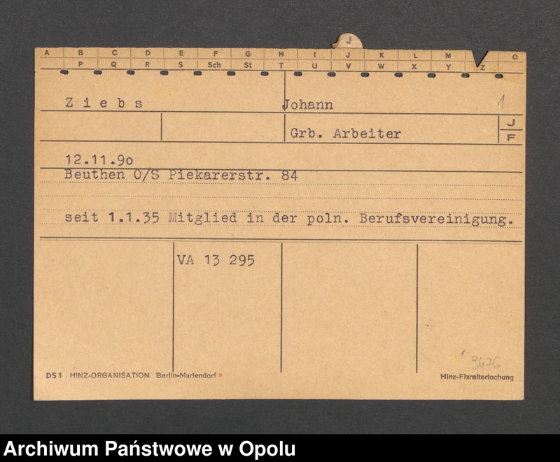 Obraz 3 z jednostki "[Ziebs Johann, ur. 12.11.1890, zam. Beuthen]"