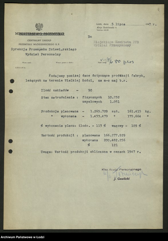 Obraz 5 z jednostki "Dyrekcja Przemysłu Dziewiarskiego; sprawozdania [z działalności]"