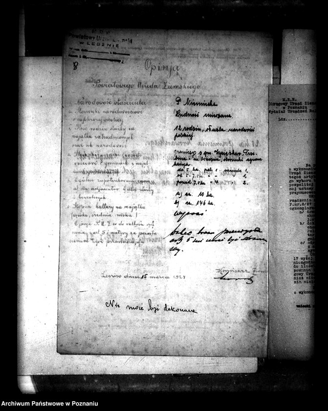 Obraz 13 z jednostki "Majątek Jeziorki powiatu leszczyńskiego wyłączenie z art. 4/5 ustawy o reformie rolnej Hans Hasche ."