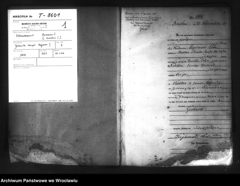 image.from.unit.number "Geburts-Haupt-Register Breslau I 1874 Band 2"