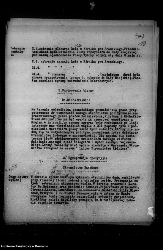 Obraz 14 z jednostki "Sprawozdania z polskiego legalnego ruchu polityczno-społecznego za miesiące kwiecień, maj, czerwiec 1932 r."