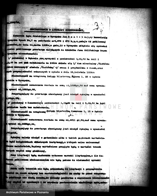 Obraz 8 z jednostki "Przymusowe przetargi nieruchomości w powiecie wyrzyskim"