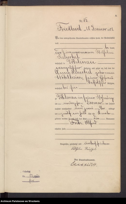 image.from.unit.number "Księga urodzeń USC Mieroszów (Friedland) 1902"