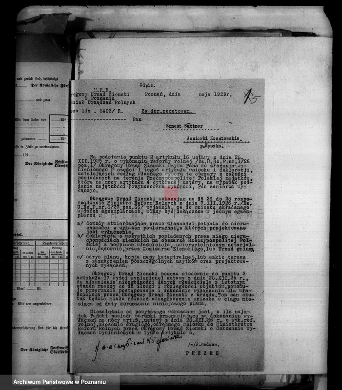 Obraz 15 z jednostki "Majątek Jeziorki Kosztowskie powiatu wyrzyskiego wyłączenie z art. 4/5 ustawy o wykonaniu reformy rolnej Ernst Buttner"