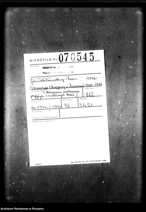 Obraz 2 z jednostki "Monatliche Zu- und Abgänge [Miesięczne zestawienia przybyłych i zwolnionych dzieci]."