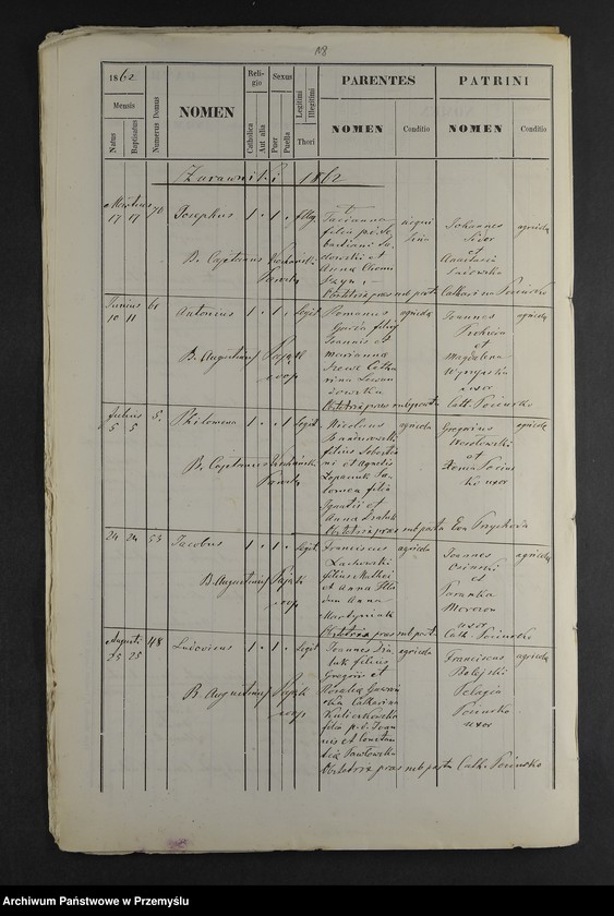 image.from.unit.number "[Odpisy ksiąg urodzeń, małżeństw, zgonów parafii rzymskokatolickiej Wyżyniany z 1862 roku]"