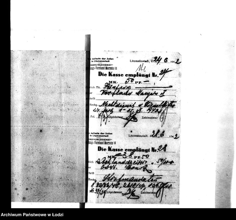 Obraz 16 z jednostki "[Pokwitowania otrzymanych pieniędzy, listy wypłat i inne]"