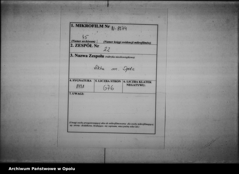 image.from.unit.number "Acta des Magistrats zu Oppeln betreffend das Feuer Lösch-Wesen hier Vol. I"