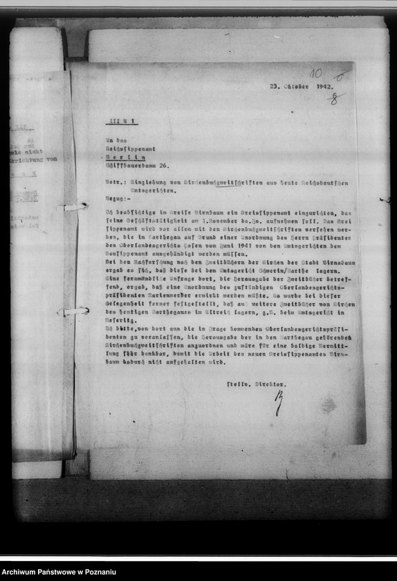 Obraz 14 z jednostki "Einziehung von Zweitbüchern. Schriftwechsel mit dem O.L.G und andere [korespondencja z władzami sądowymi w Poznaniu, spis sądów w okręgu poznańskim od 1941 roku]"