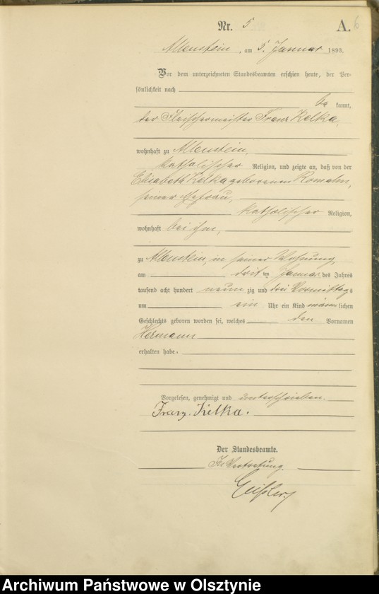 image.from.unit.number "Geburts-Haupt-Register Tom I,Nr 1 - 315"