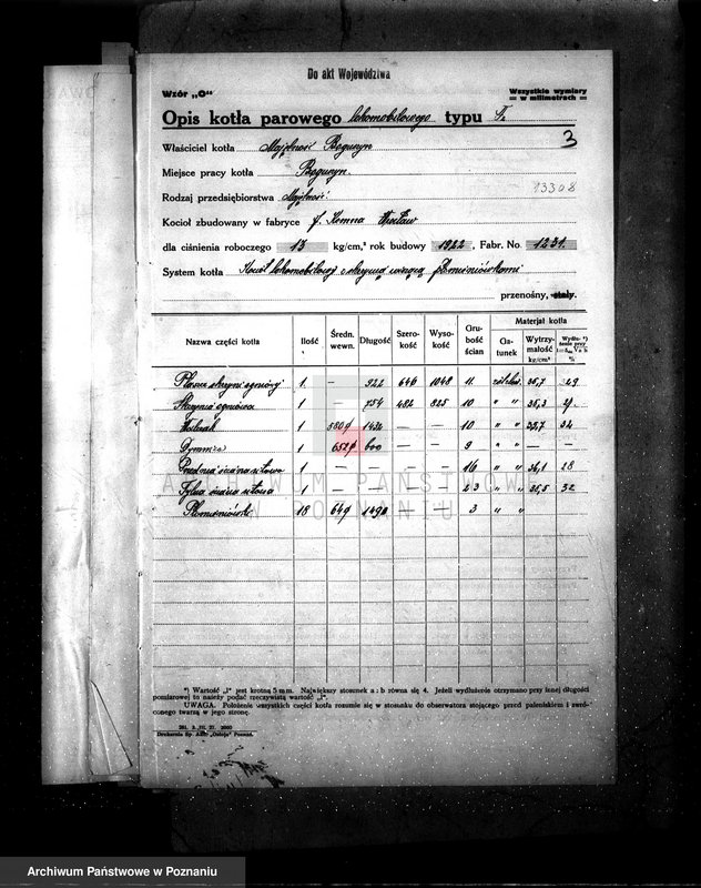 Obraz 7 z jednostki "Majętność Boguszyn pow. jarociński nr fabr. kotła 1232 nr woj. kotła 6120"