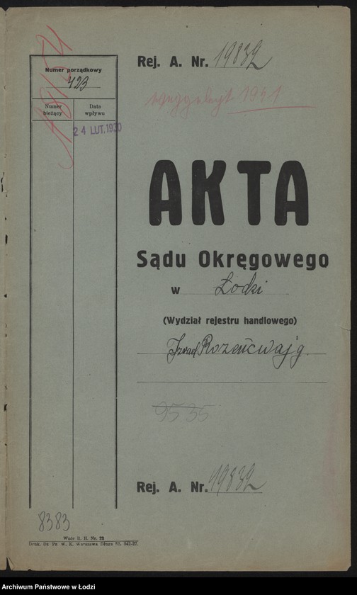 Obraz 2 z jednostki "Izrael Rozencwajg- drobna sprzedaż owoców, słodyczy i wody sodowej w Pabianicach"
