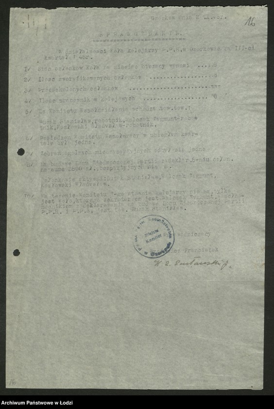 Obraz 17 z jednostki "Koło kolejowe PPS Ozorków- protokoły zebrań, protokoły [z narad] międzypartyjnych. [Sprawozdania]"