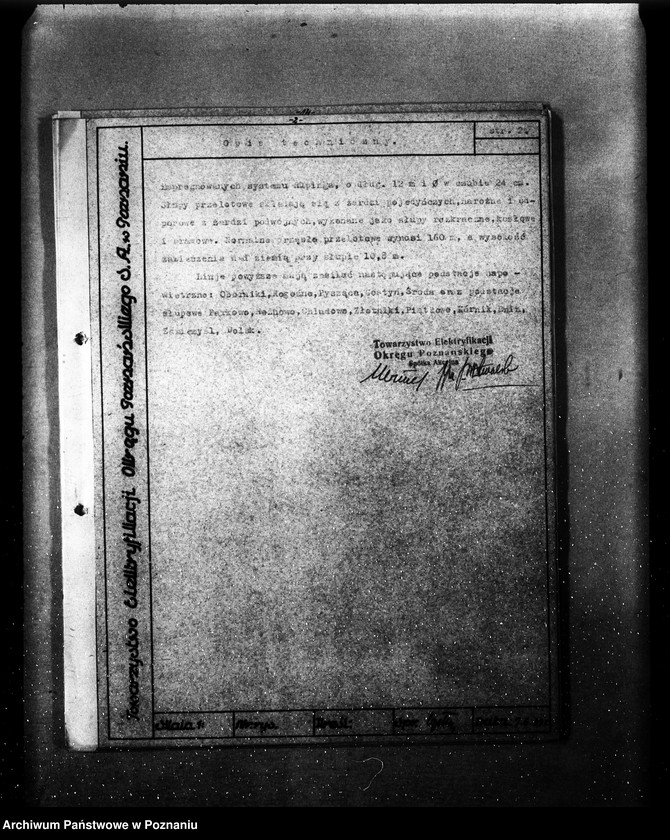 Obraz 6 z jednostki "/Opisy techniczne i rysunki projektu napowietrznych linii elektrycznych 30 km z Poznania do Gostynia przez Zaniemyśl Dolsk oraz z Poznania do Rogoźna przez Oborniki/"