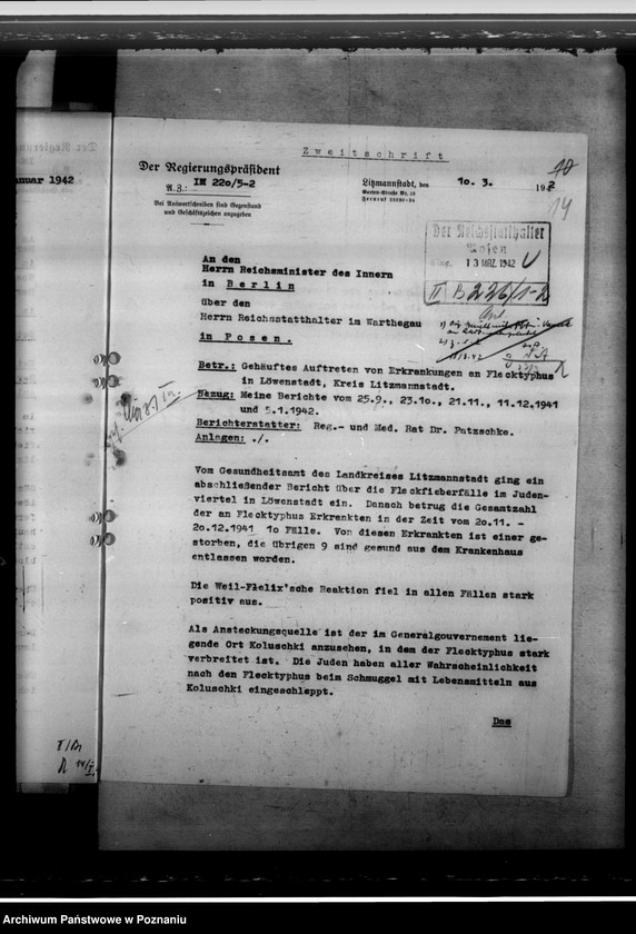 Obraz 18 z jednostki "Flecktyphus im Getto in Löwenstadt, in Zelow, Litzmannstadt (Łódź), Welun, Dobra, Pabianice. Pockenerkrankung"