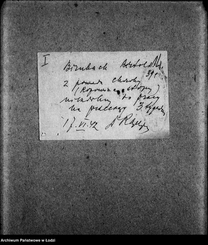 Obraz 17 z jednostki "Zentrallager für Eisen und Metall aller Arbeits-Ressorte [Zasiłki chorobowe dla pracowników wydziału, listy pracowników, zaświadczenia lekarskie]"