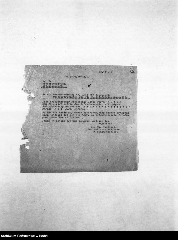 Obraz 9 z jednostki "Textil-Fabrikations-Abteilung [Produkcja i zapotrzebowanie materiałów dla resortu pracy]"