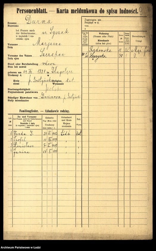 image.from.unit.number "[Spis ludności Łodzi] Durkowska - Dygas"