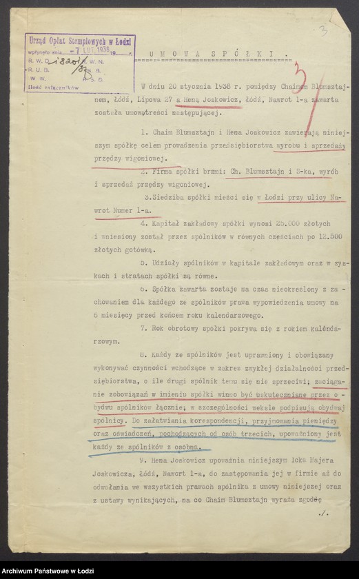 Obraz 5 z jednostki "Chaim Blumsztejn, Hena Joskowicz- wyrób i sprzedaż przędzy wigoniowej"