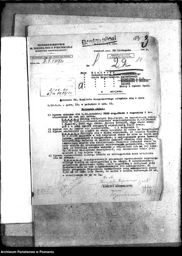 Obraz 18 z jednostki "Sprawy szczegółowo-administracyjne Komitet Gospodarczy protokoły i konferencje"