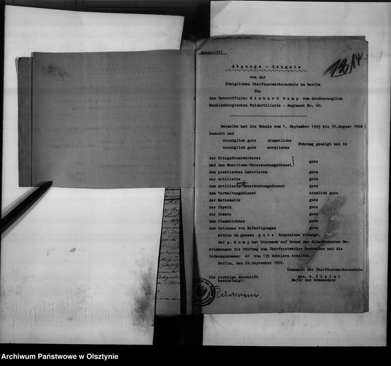 image.from.unit.number "Personal-Akten Richard Jacob Friedrich August Rump Pol. Major"