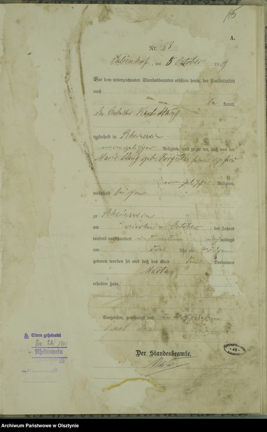 image.from.unit.number "Geburts-Register Nr 76-121 [1909], Nr 1-110 [1910]"