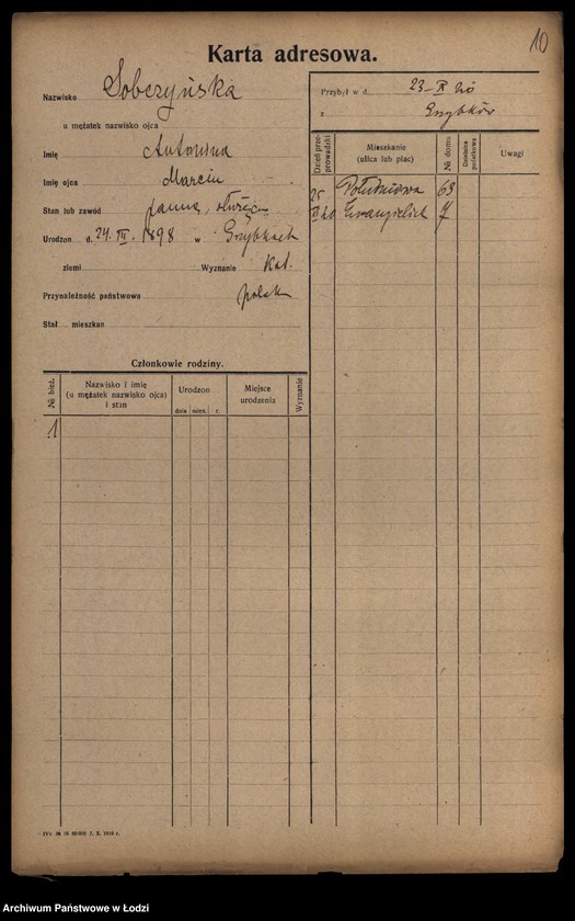 Obraz 12 z jednostki "[Spis ludności Łodzi] Sobczewska-Sobkowski"