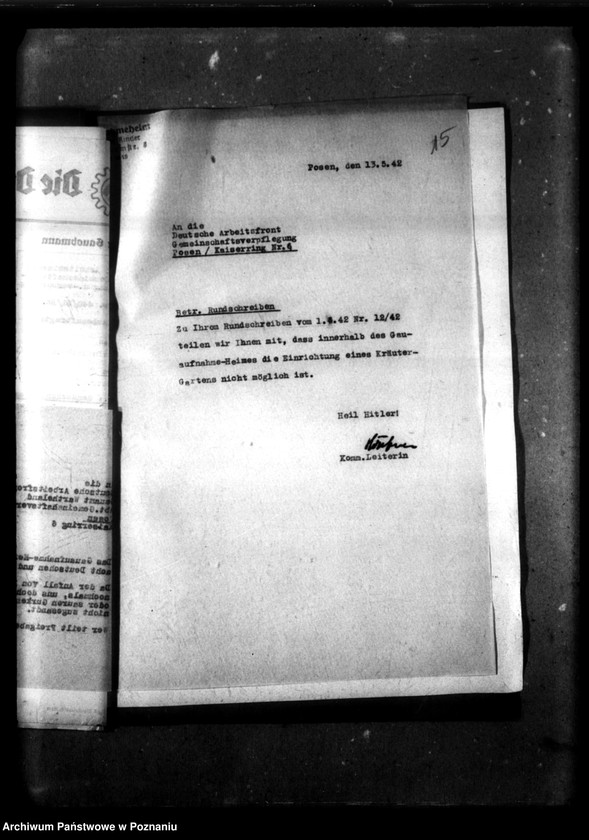 Obraz 19 z jednostki "Schriftwechsel mit der Deutsche Arbeiters Front [Korespondencja w sprawie zbiorowego żywienia]."