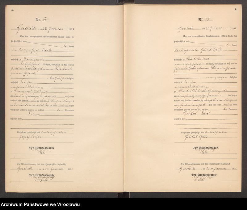 Obraz 10 z jednostki "księga urodzeń Urzędu Stanu Cywilnego w Goszczu (Goschütz) 1898"