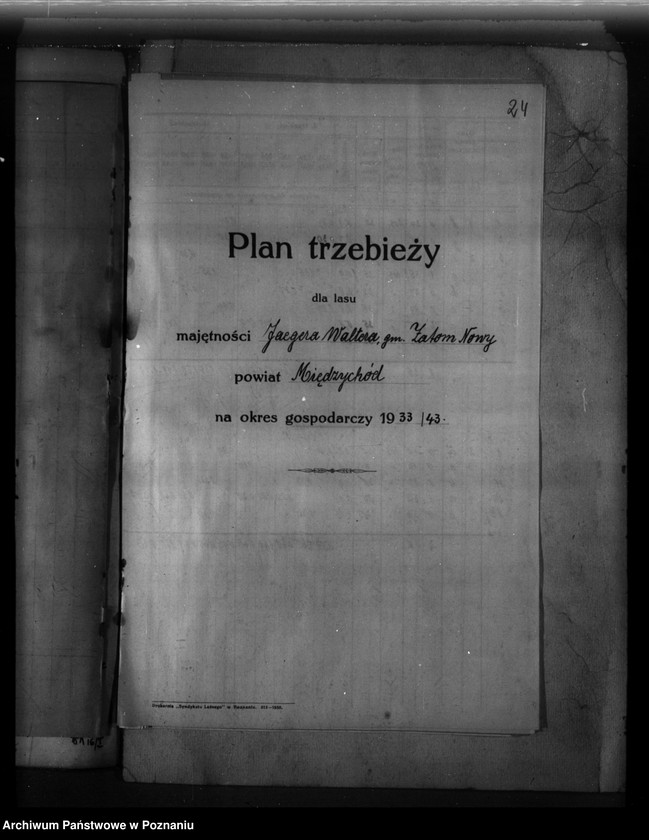 Obraz 20 z jednostki "Plan gospodarstwa leśnego dla lasu Jaegera Waltera gmina Zatom Nowy powiat międzychodzki 1933-1944"