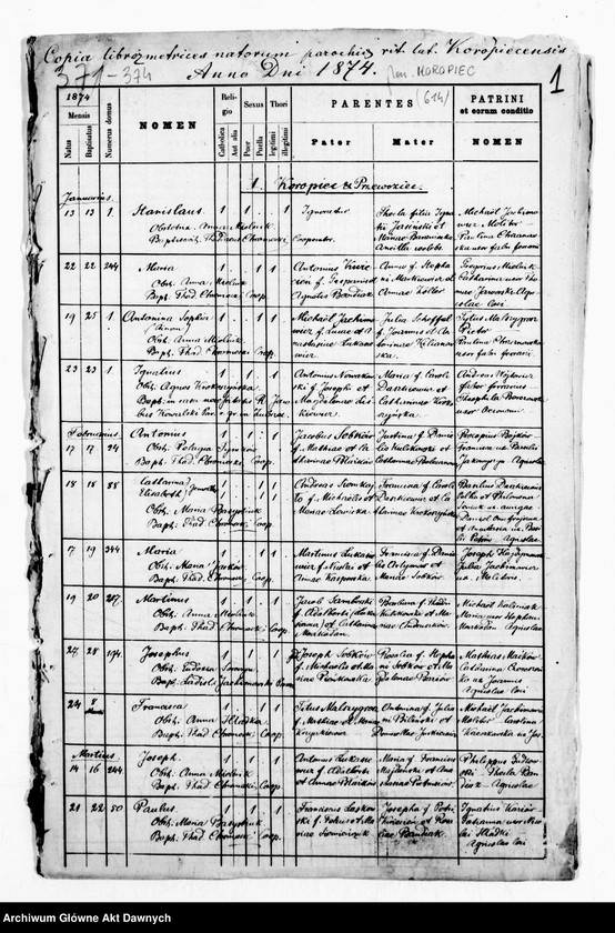 image.from.unit.number "Parafia: Koropiec. Dekanat: Buczacz. Kopie z ksiąg metrykalnych ur., śl., zg. dla całej parafii (miasto Koropiec i wsie)."