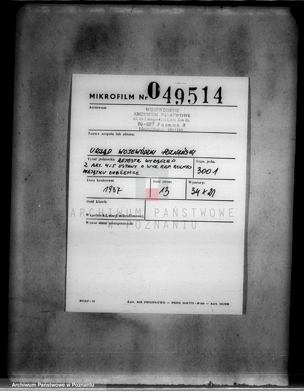 Obraz 2 z jednostki "Rejestr wyłączeń z art. 4 i 5 ustawy o wykonaniu reformy rolnej majątku Łobżenice"