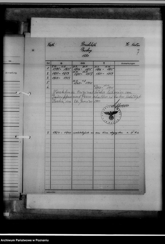 image.from.unit.number "Bücherverzeichnis, Kreissippenamt Kosten [Kościan]"