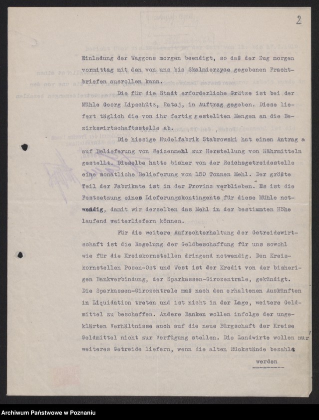 Obraz 4 z jednostki "[Sprawozdania Urzędu Zbożowego w Poznaniu dla Departamentu Aprowizacji byłej Dzielnicy Pruskiej]"