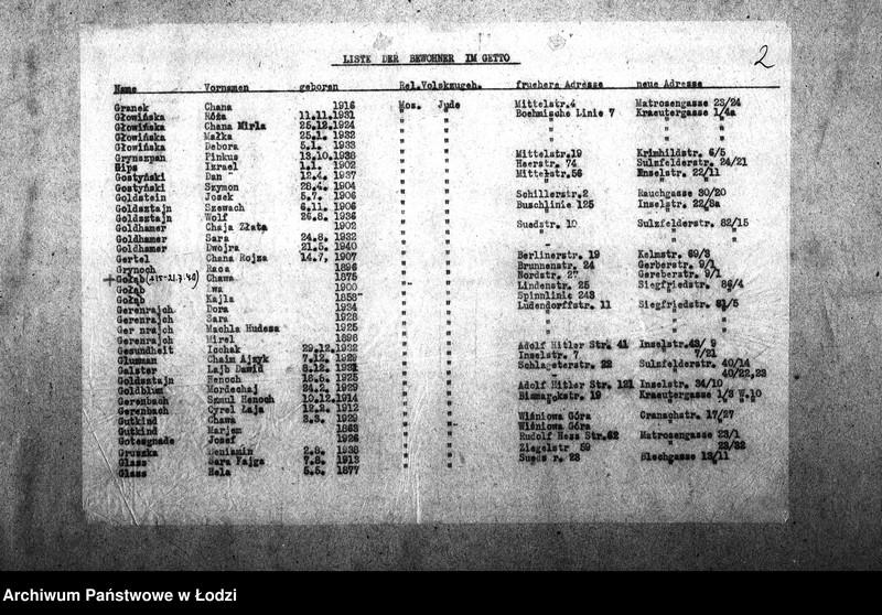 Obraz 5 z jednostki "[Alfabetyczny spis mieszkańców getta. Litery G i H]"