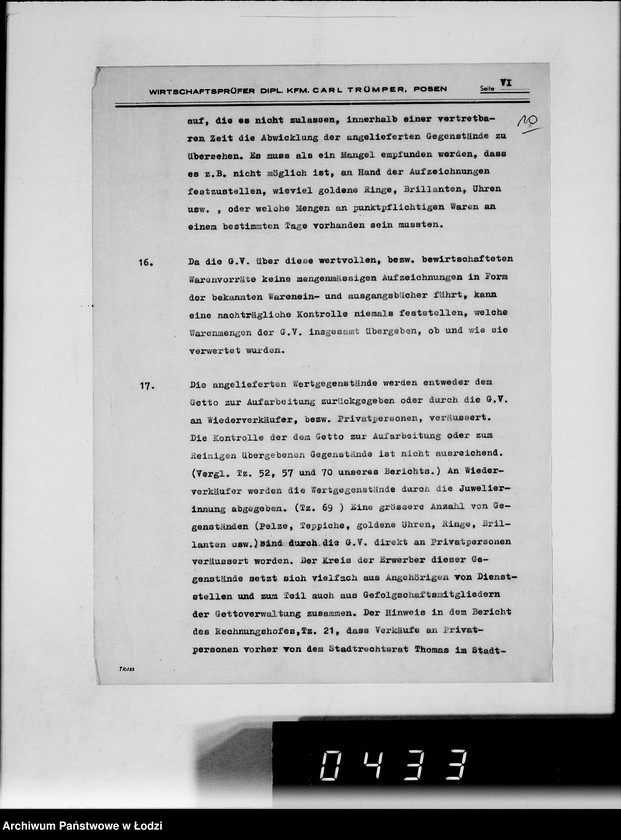 Obraz 14 z jednostki "Bericht über die Prüfung bei der Gettoverwaltung-Litzmannstadt."