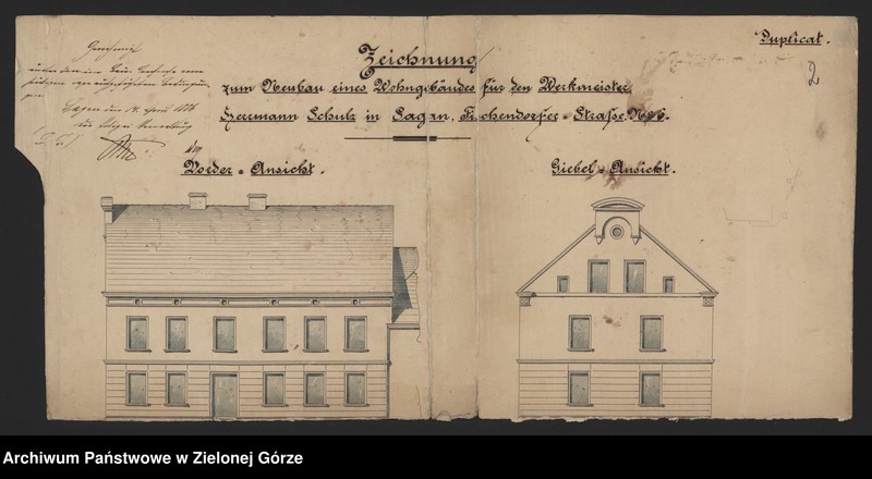 Obraz 5 z jednostki "Fischendorferstrasse 6. Neubau eines Wohngebäudes. Hermann Schuz."