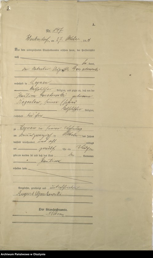 Obraz z jednostki "Geburts-Haupt-Register Nr 146-147"