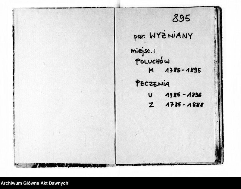 image.from.unit.number "Parafia: Wyżniany. Dekanat: Gliniany. Księga metrykalna urodzeń z lat 1785-1896 i zgonów z lat 1785-1888 dla wsi Peczenia i ślubów z lat 1785-1895 dla wsi Poluchów Wielki."