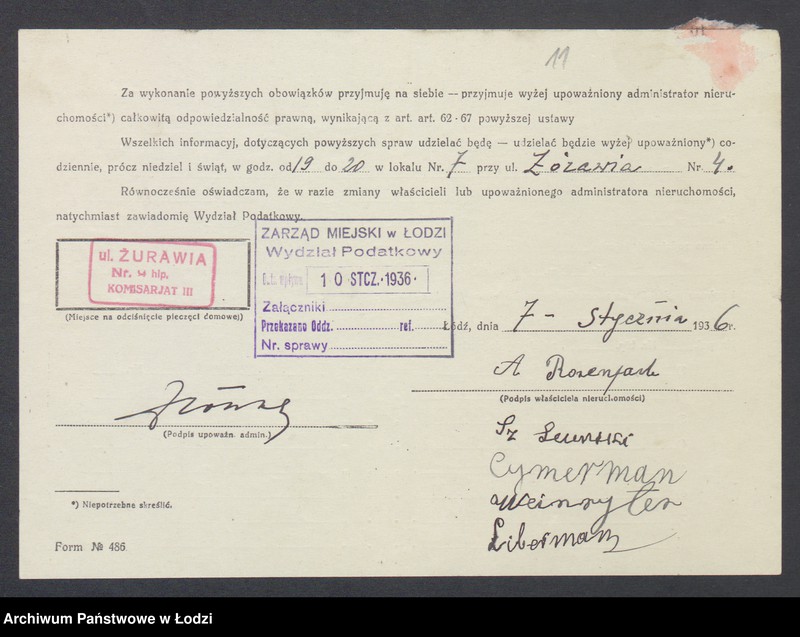 image.from.unit.number "Księga inwentarzowa nieruchomości m. Łodzi ul. Żurawia"