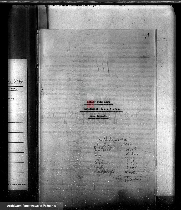 Obraz 5 z jednostki "Plan urządzenia gospodarstwa leśnego dla lasu majętności Lusówko powiat poznański 1930-1940"